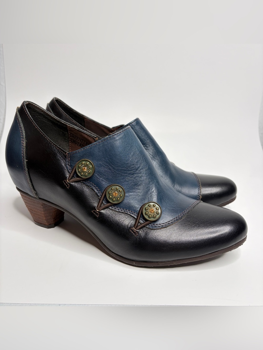 L'Artiste Spring Step Leather Greentea Ankle Booties Size 41
